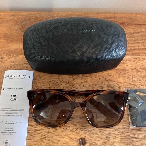 NWT FERRAGAMO 56mm Square Sunglasses - Picture 3 of 14